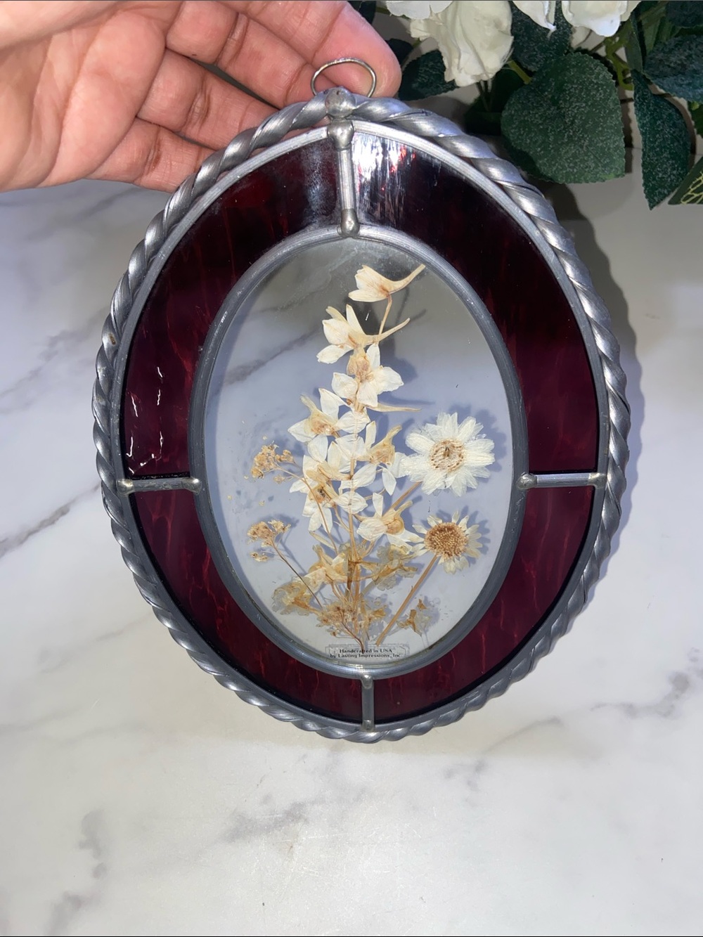 Handcrafted in USA by Lasting Impressions inc Framed Dried Flower Oval